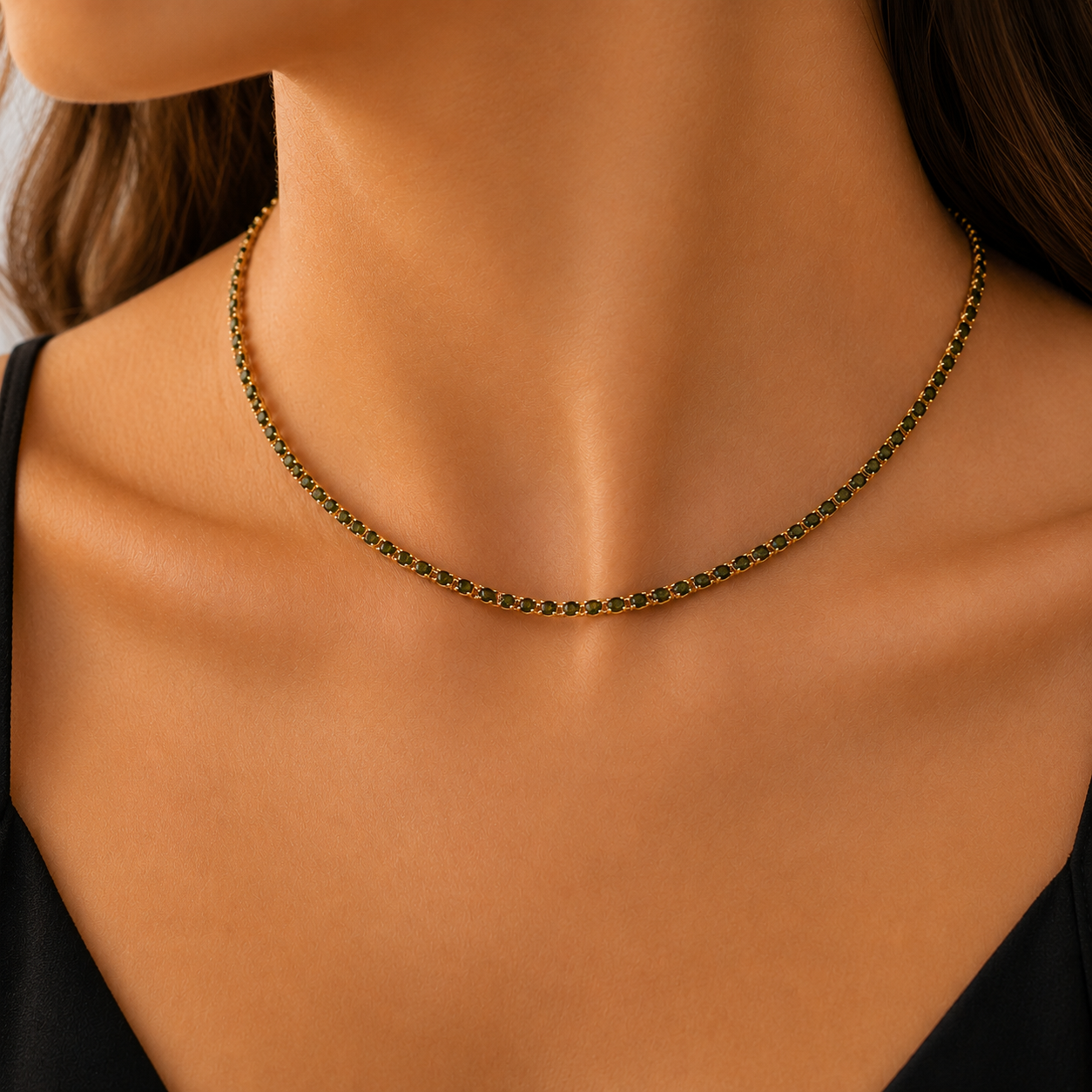 Olive Luxe Tennis Necklace