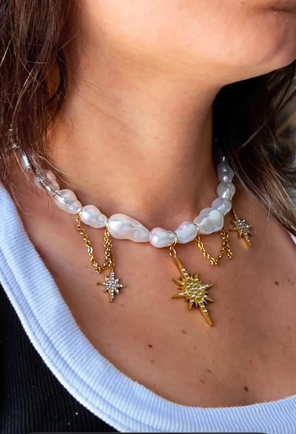 Celeste Pearl Charm Necklace