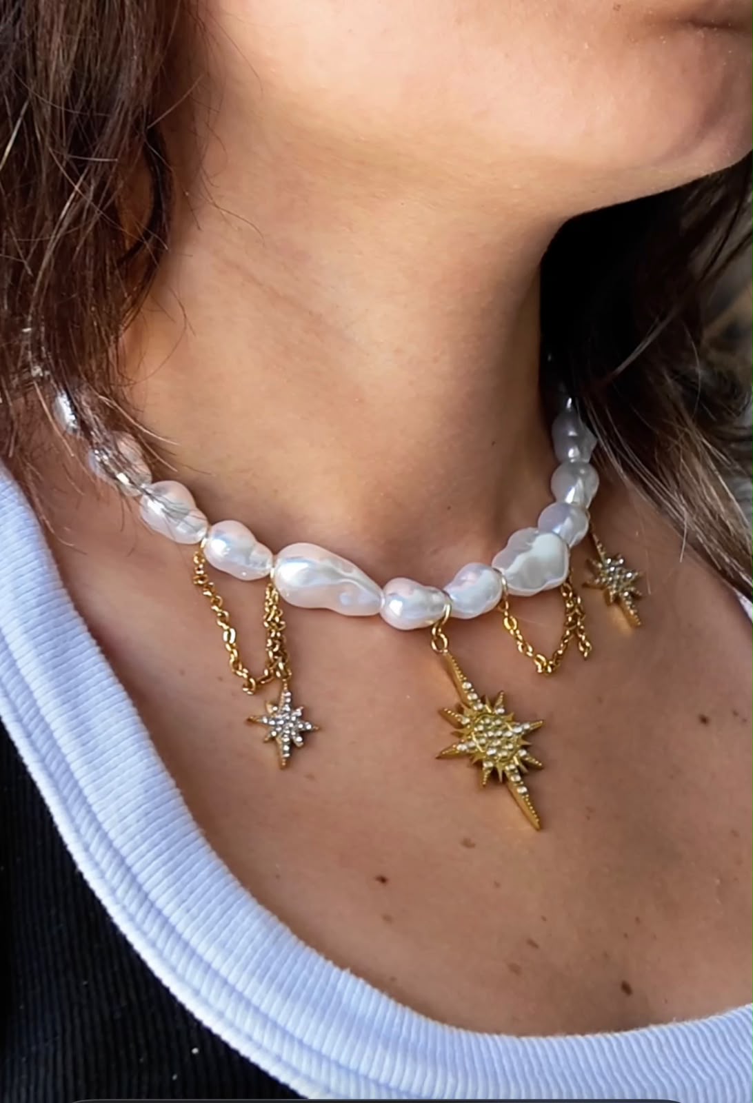 Celeste Pearl Charm Necklace