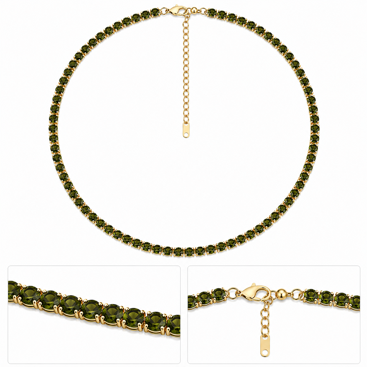 Olive Luxe Tennis Necklace